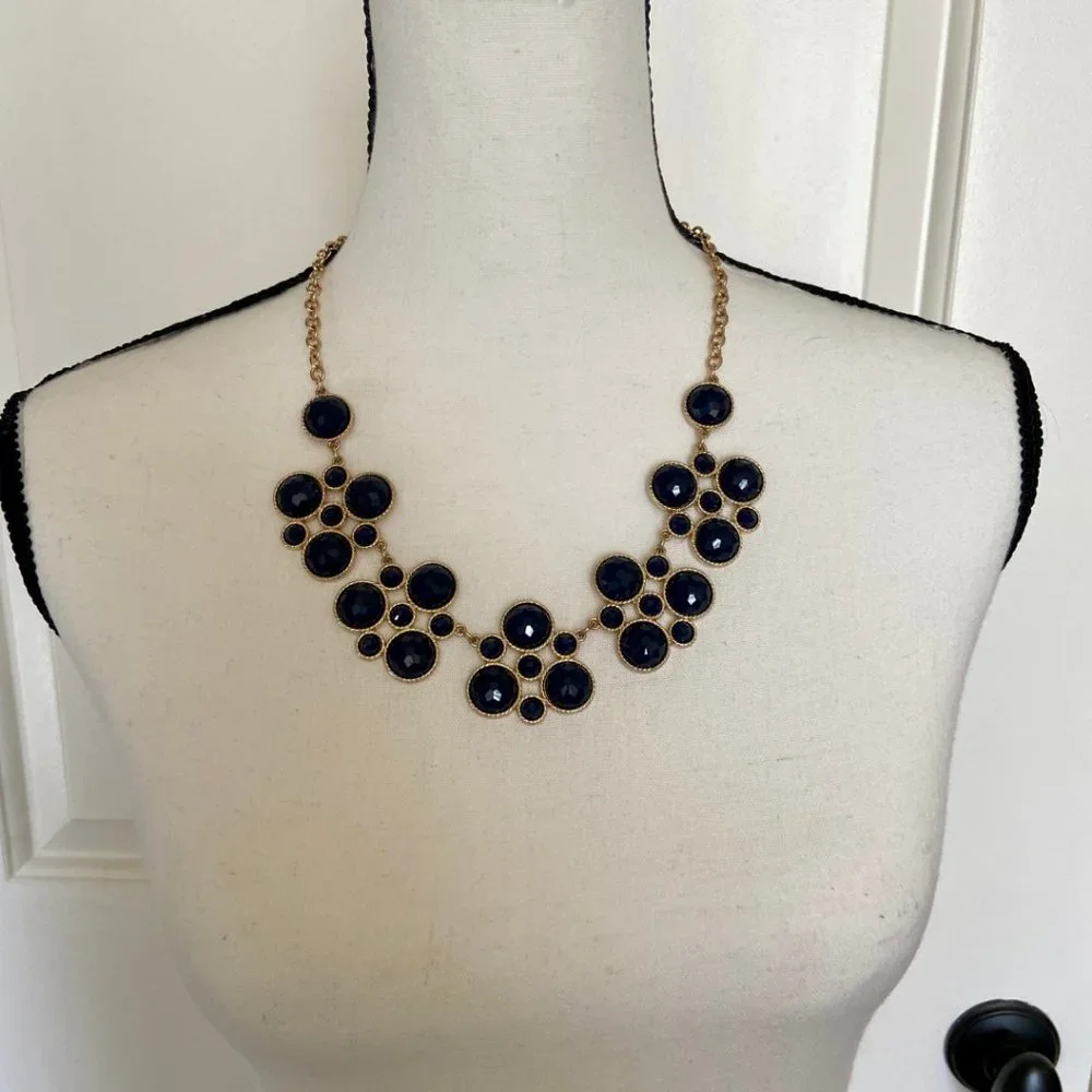Navy & Gold Statement Necklace - Picture 1 of 3